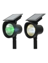 Set De 2 Piquets Projecteur Solaire Led 25lm Lumière Multicolore (8 Couleurs) 11x13x42.5cm