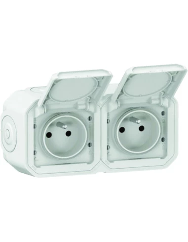 Plexo double prise 2p+t horizontal blanc complet - LEGRAND