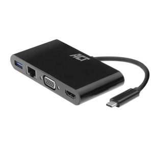 adaptateur multiport usb-c vers hdmi ou vga avec ethernet et hub usb - 4k @ 30 hz - 0.15 m