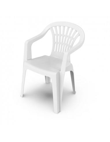 Fauteuil de jardin Empilable Avec Dossier Bas blanc 56x54x80cm Lyra - Progarden