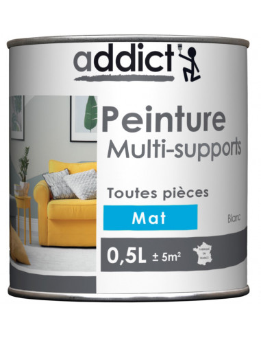 Peinture multi-supports mat 0.5 litre cendre - ADDICT