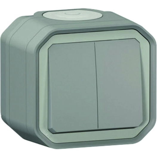 Interrupteur va et vient plexo commande double 10a gris saillie - LEGRAND