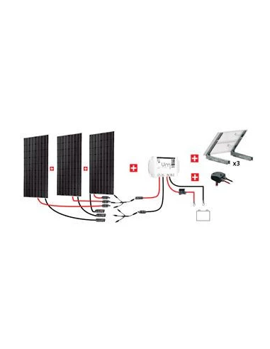 Kit Abris 3x300w 12v - Régulateur Mppt - Support Basique - KIT ABRIS 900W 12V - UNITECK