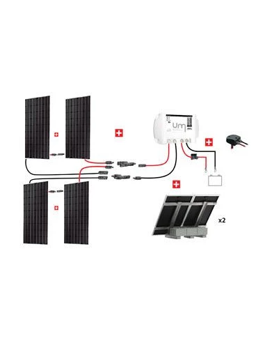 Kit Abris 4x300w - 24v - Régulateur Mppt - Support Unifix 800 Egf Dalle - KIT ABRIS 1200W 24V - UN