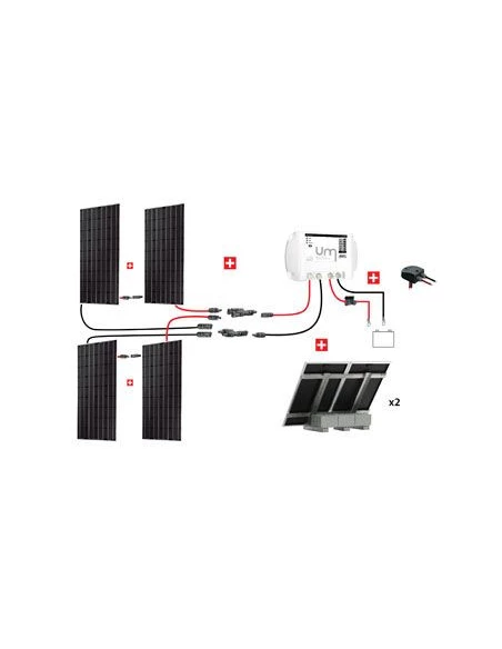 Kit Abris 4x300w - 24v - Régulateur Mppt - Support Unifix 800 Egf Dalle - KIT ABRIS 1200W 24V - UN