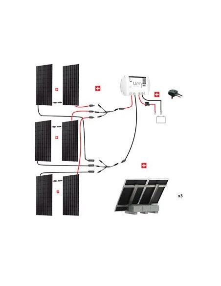 Kit Abris 6x300w 24v - Régulateur Mppt - Support Unifix 800 Egf Dalle - KIT ABRIS 1800W 24V - UNIT