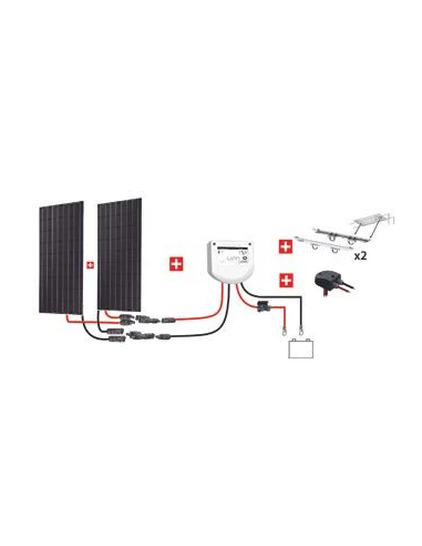 Kit Nautisme 2x150w - 12v Panneau Monocristallin - Mppt Support Portique - KIT NAUTISME 300W