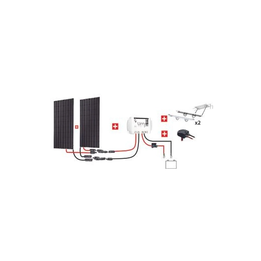 Kit Nautisme 2x200w - 12v/24v Panneau Monocristallin- Mppt Support Portique - KIT NAUTISME 400w