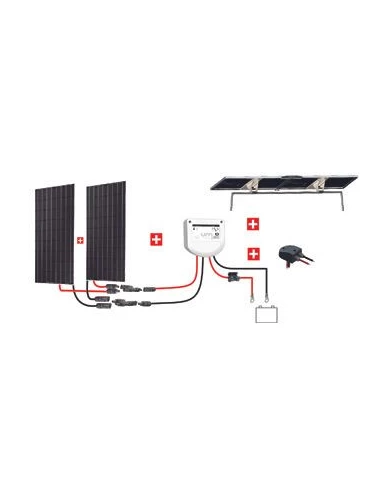 Kit Nautisme 2x100w - 12v Panneau Monocristallin - Mppt Support Portique Inclinable - UNITECK