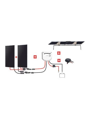 Kit Nautisme 2x150w - 12v Panneau Back Contact - Mppt Support Portique Inclinable - UNITECK