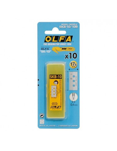 Etui de 10 lames réversibles 17,5 mm pour cutter spécial emballage