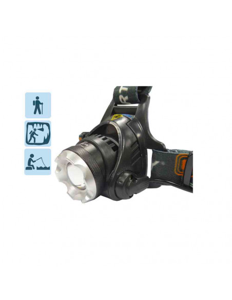Lampe Torche Frontale 1 Led Cree T6 10w 400lm + Zoom Edm