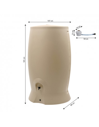 Récupérateur d'eau 1000L beige + Kit Collecteur universel - RECUP'O - EDA