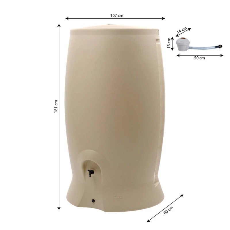 Récupérateur d'eau 1000 Litres beige + Kit Collecteur universel - RECUP'O - EDA