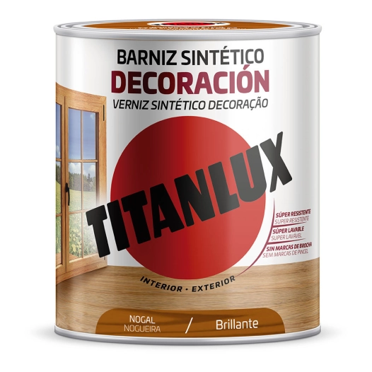 Vernis Synthétique Décoration Noyer Brillant 0,750l Titanlux M10100334. - TITANLUX