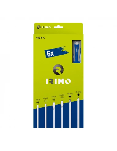 Jeu De 6 Tournevis 2 Plats, 2 Droits, 2ph En Boite Carton 459-6-C Irimo - IRIMO