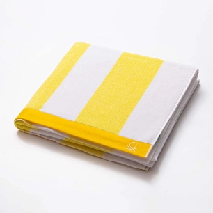 Serviette De Plage 160x90cm Rayures Jaune Benetton - BENETTON