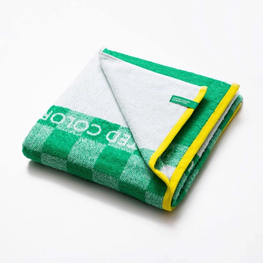 Serviette De Plage Kids Benetton Carreaux Vert 140x70cm - BENETTON