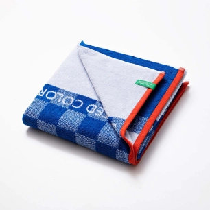 Serviette De Plage Kids Benetton Carreaux Bleu 140x70cm - BENETTON