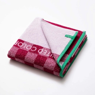 Serviette De Plage Kids Benetton Carreaux Rouge 140x70cm - BENETTON