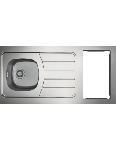 Evier Recouvrement Iseo inox 1 cuve 1 égouttoir - Avec découpe domino 100x60 - Moderna