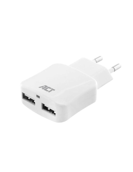 chargeur usb 110-240 v 2 ports smart charging 2.1 a blanc