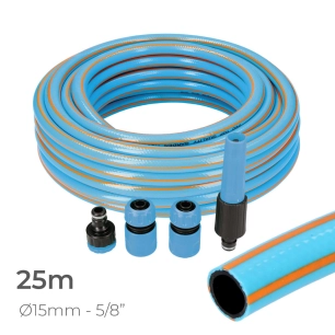Kit De Tuyau De Jardin Professionnel Intérieur Ø15Mm Extérieur Ø20Mm (5/8'') 25M Avec Accessoires Pvc Edm