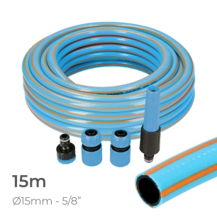 Kit De Tuyau De Jardin Professionnel Intérieur Ø15Mm Extérieur Ø20Mm (5/8'') 15M Avec Accessoires Pvc Edm