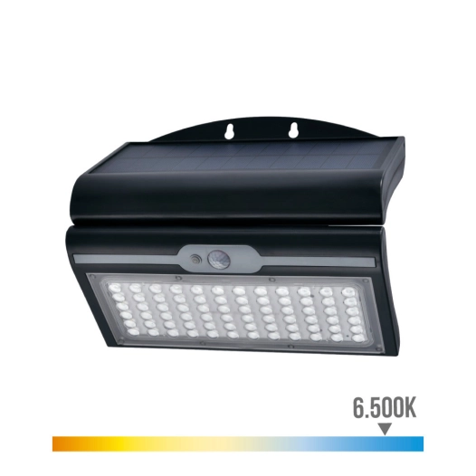 Applique Solaire 6W 430Lm 6 500K Avec Capteur Couleur Noire Edm