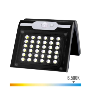 Applique Solaire 2W 220Lm 6 500K Avec Capteur Couleur Noire Edm