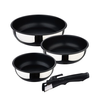 Set 3 Casserole En Acier Inoxydable Click & Cook Bergner
