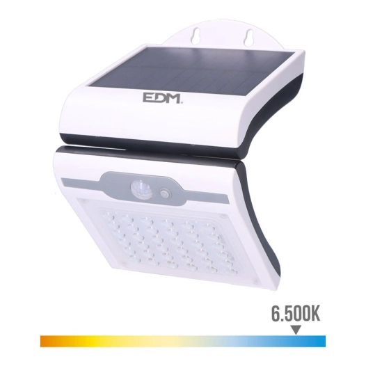 Applique Solaire 2W 220Lm 6 500K Avec Capteur Couleur Blanche Edm.