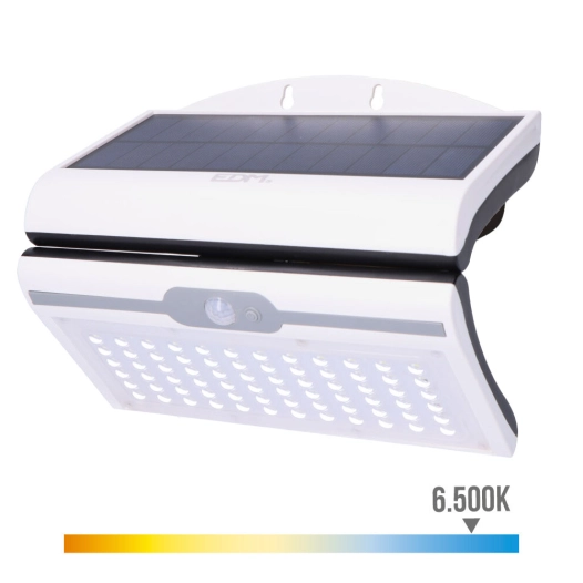 Applique Solaire 6W 430Lm 6 500K Avec Capteur Couleur Blanche Edm.