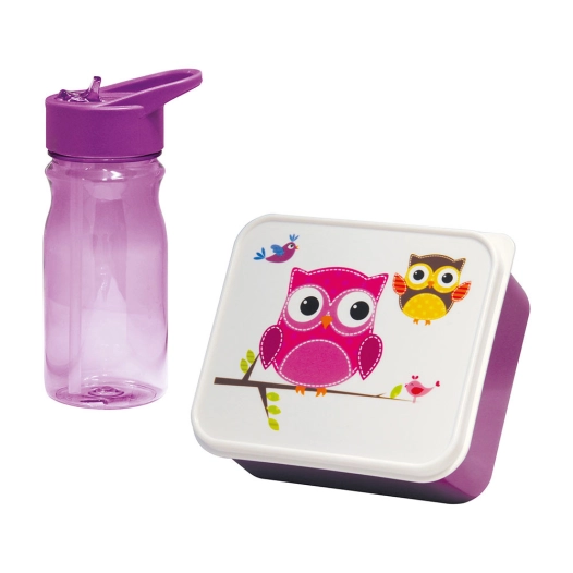 Coffret Snack Pour Enfants Avec Chouette Cantine 0.85L/0.5L Mondex