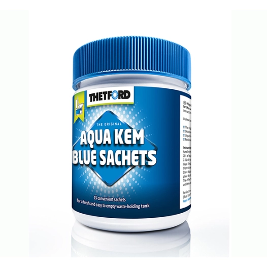 Additif WC chimique Aqua Kem Blue, boite de 15 sachets