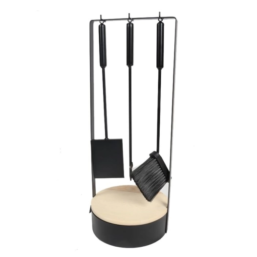 serviteur 4pce metal noir-bois