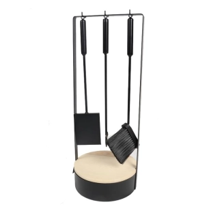 serviteur 4pce metal noir-bois