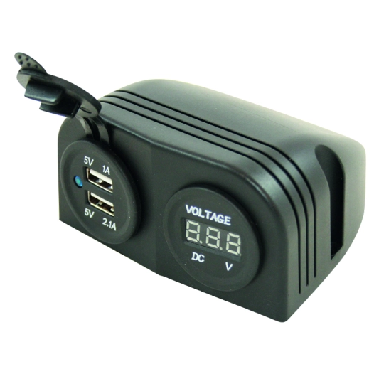 Socle 2 Prises Usb + Voltmètre En Saillie