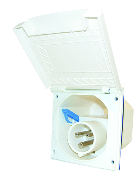 Socle Encastrable Mâle Cee 17 - boite d'alimentation avec couvercle 230 volts pour van et camping-ca
