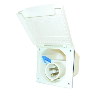 Socle Encastrable Mâle Cee 17 - boite d'alimentation avec couvercle 230 volts pour van et camping-ca