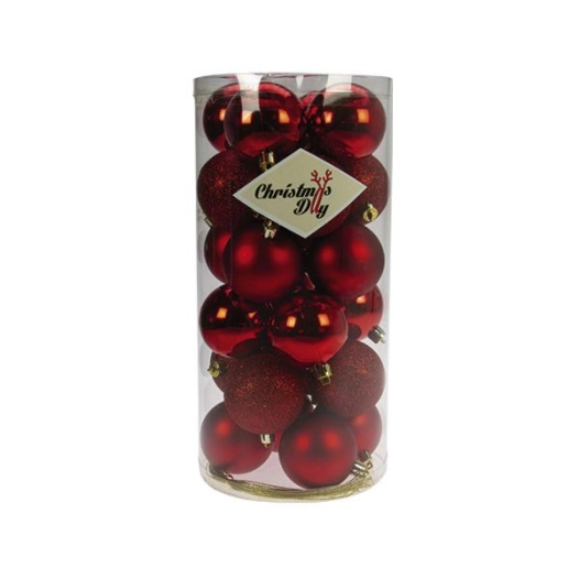 Tubos 24 Boules D6cm Rouge