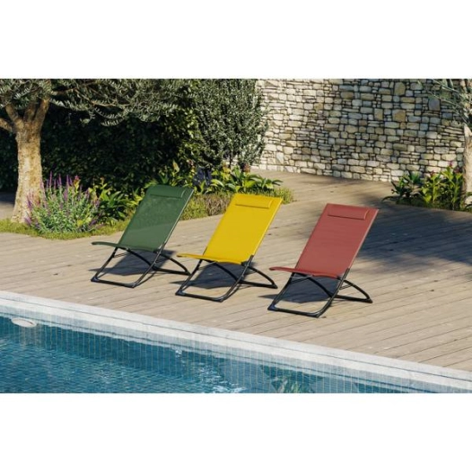 2 Chaise Relax Naiade En Acier Gris Fonce Et Texaline Mastic
