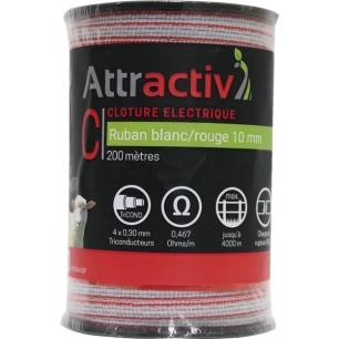 Ruban Blanc/Rouge 10 Mm 4 Conducteurs Tricond, Bobine 200m