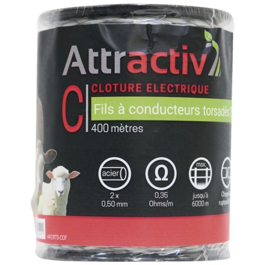 Fil À 2 Conducteurs Fezn Torsadés 2mm, Bobine 400m