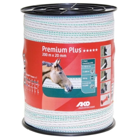 Ruban Premium Plus Blanc/Vert 20 Mm 5 Conducteurs, Bobine 200 M