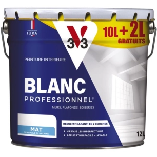 Peinture Blanc Professionnel Satin - 10 L + 2 L Offerts