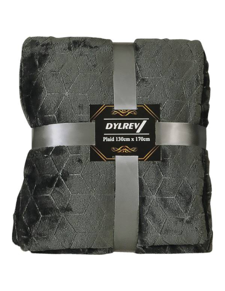 Plaid Polaire Jacquard 130x170 Cm Gris Anthracite