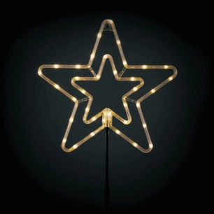 Etoile Lumineuse - Dim 56x25cm - 48 Leds Blanc Chaud - Timer 6h On / 1 8h Off - Stick Fourn