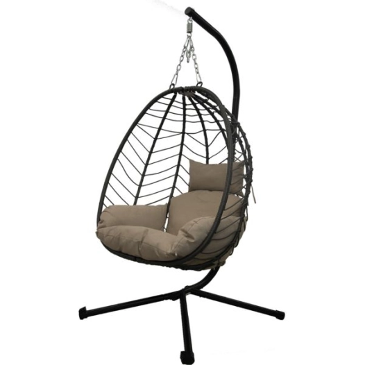 Fauteuil Oeuf Suspendu Lyana Gris Anthracite Acier Resine Coussin