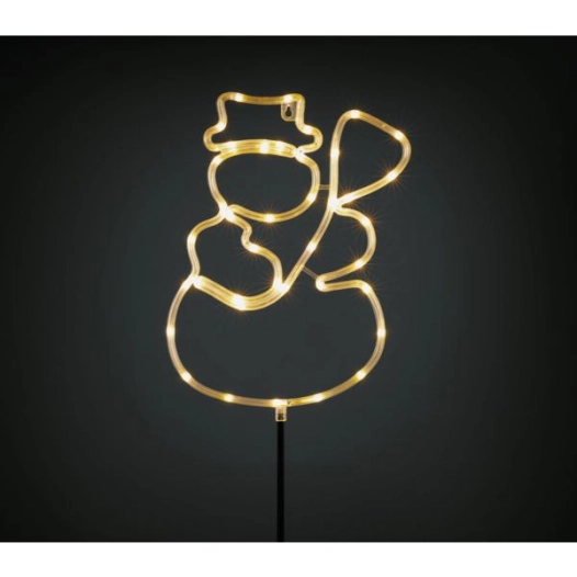 Bonhomme De Neige Lumineux Pour Jardin - Dim 60,5x22,3cm - 48 Leds Bla Nc Chaud - Timer 6h
